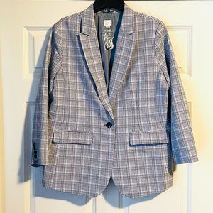 NWT a. new day Blazer Plaid Casual Women's Suit Jacket size 16 Gray Multi